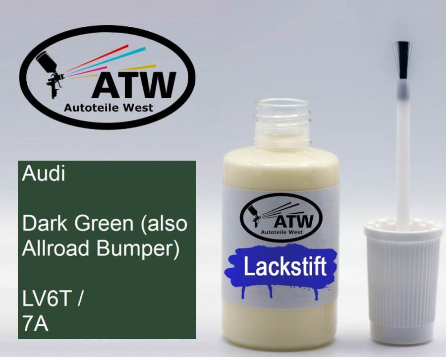 Audi, Dark Green (also Allroad Bumper), LV6T / 7A: 20ml Lackstift, von ATW Autoteile West.